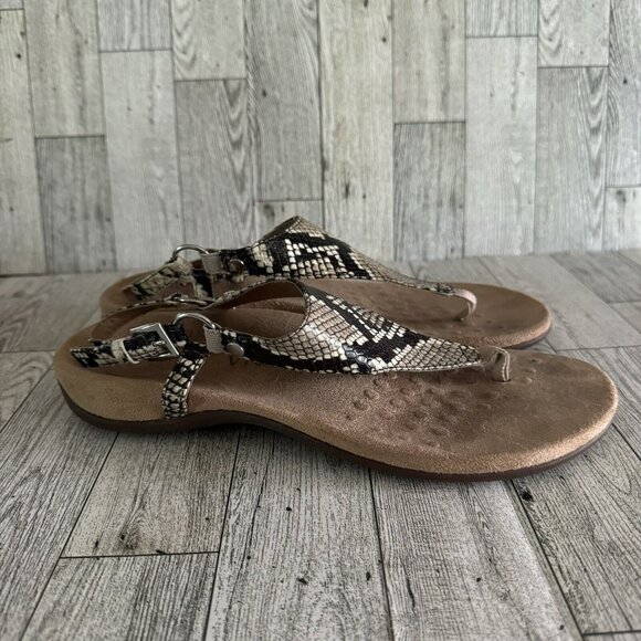 Vionic Kirra Snake Print Thong Backstrap Sandals Size 7 Orthotic Arch Support - Picture 3 of 7